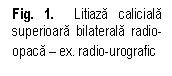 Text Box: . 1.  Litiaza caliciala superioara bilaterala radio-opaca  ex. radio-urografic