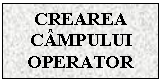 Text Box: CREAREA CAMPULUI OPERATOR