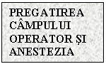 Text Box: PREGATIREA CAMPULUI OPERATOR SI              ANESTEZIA