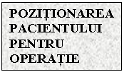 Text Box: POZITIONAREA PACIENTULUI
PENTRU OPERATIE

