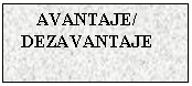 Text Box: AVANTAJE/
DEZAVANTAJE
