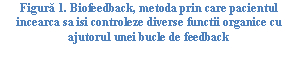 Text Box: ura 1. Biofeedback, metoda prin care pacientul incearca sa isi controleze diverse functii organice cu ajutorul unei bucle de feedback